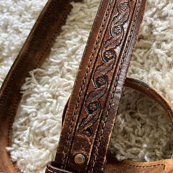 Beautiful men’s leather belt size 36 solid brass buckle - Picture 12 of 12